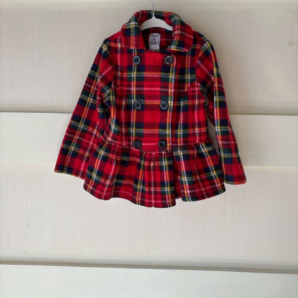 Adorable Red Plaid 4T Mack&Co Fleece Jacket